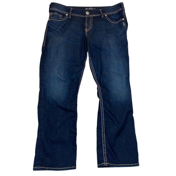 Silver Jeans Woman's Suki Capri Jeans W33 Dark Wash Cotton-Blend Casual - Picture 1 of 14